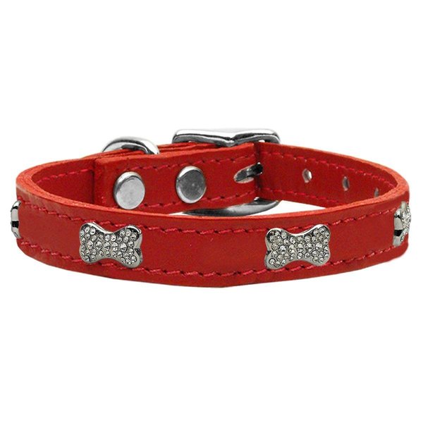 Mirage Pet Products Crystal Bone Genuine Leather Dog CollarRed Size 26 83-112 Rd26